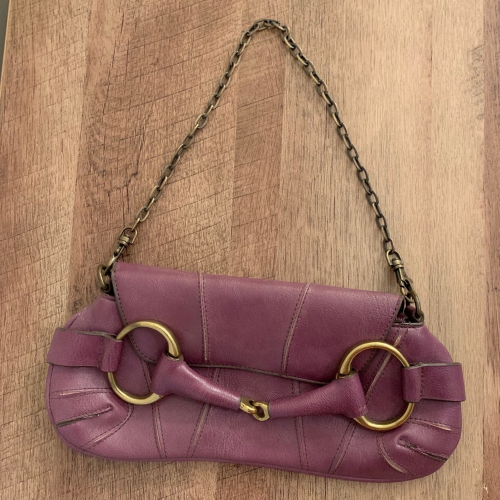 Purple clutch with strap